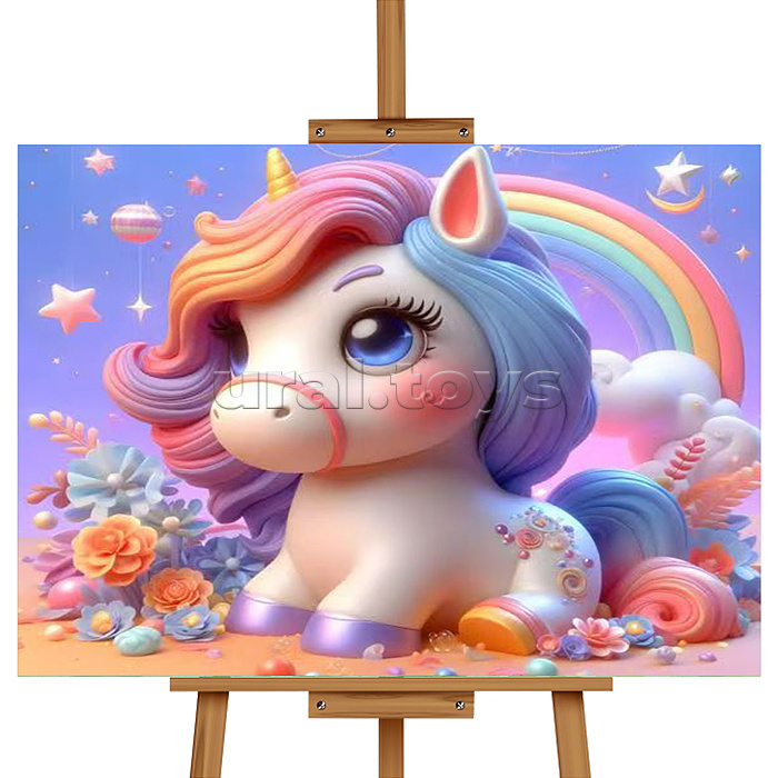Мозаика алмазная "Единорог и радуга" 30*40см.
