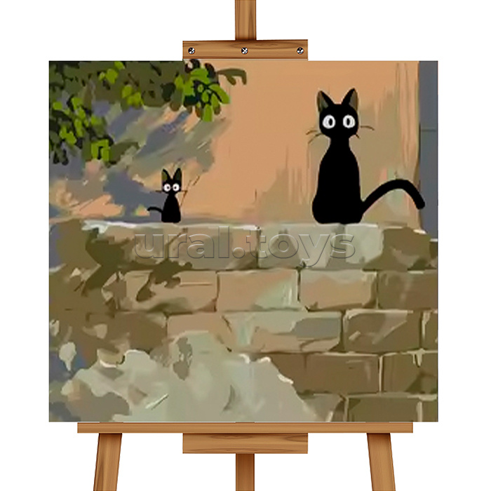 Набор для рисования "Чёрные коты" 20*20 см, (цветной холст)