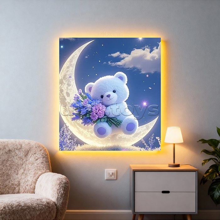 Мозаика алмазная "Мишка на луне" 20*20 см.