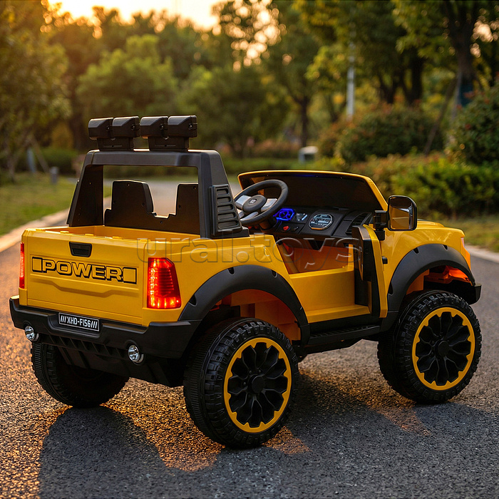 Электромобиль "Мощность скорости" на аккумуляторе, с р/у управлением, в коробке (желтый)