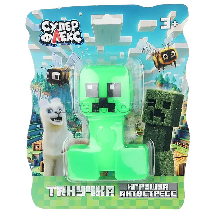 Игрушка антистресс тянучка "Пиксельный персонаж. Зеленый человечек" блистер, Супер Флекс Игрушка антистресс тянучка "Пиксельный персонаж. Зеленый человечек" блистер, Супер Флекс
