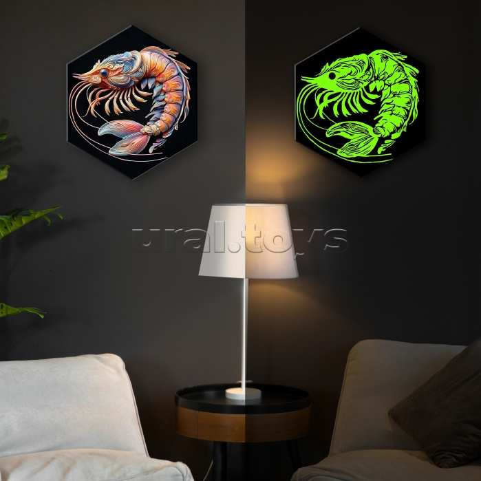 Картина по номерам 37х32 "Креветка" со светящейся краской черный холст Гексагон (17 цветов) Картина по номерам 37х32 "Креветка" со светящейся краской черный холст Гексагон (17 цветов)