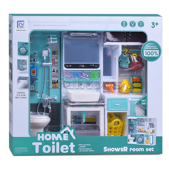 Набор мебели для кукол "Ванная комната" на батарейках, в коробке