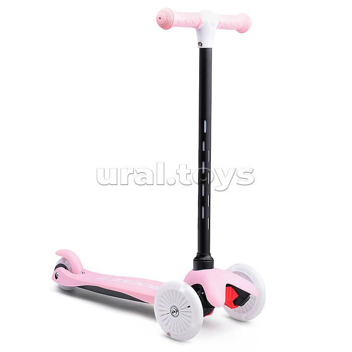 Самокат 3-х колесный ROCKET,колеса PU со светом, светящаяся стойка, ABEC 7, розовый