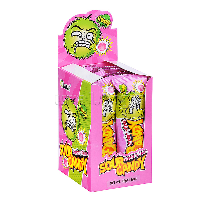 Леденцы кислые Sour Candy Mini 12 г, в пластиковом пакете, клубника