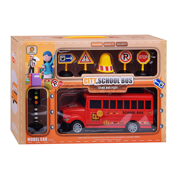 Набор с дорожными знаками "Школьный автобус" , в коробке