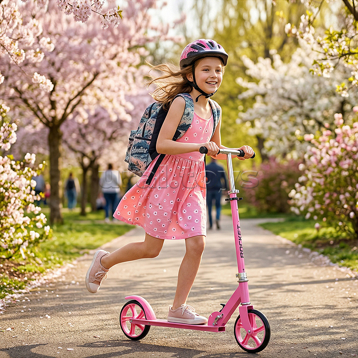 Самокат ROCKET колеса PU 200 мм, ABEC 7, розовый (в пакете)