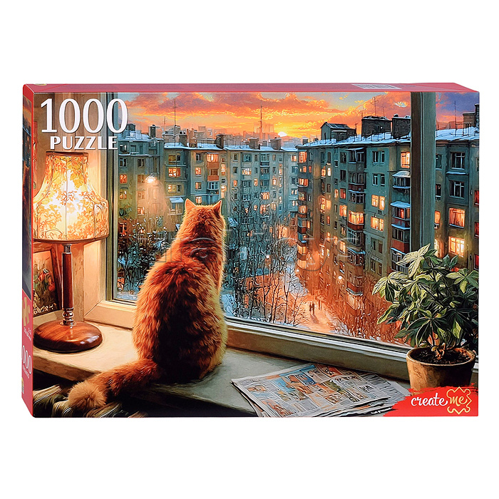 Пазлы 1000 "Кот и панельки"