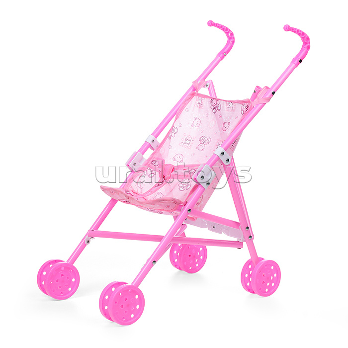 Коляска для кукол, трость (металлическая, складная, прогулочная, цвет розовый)