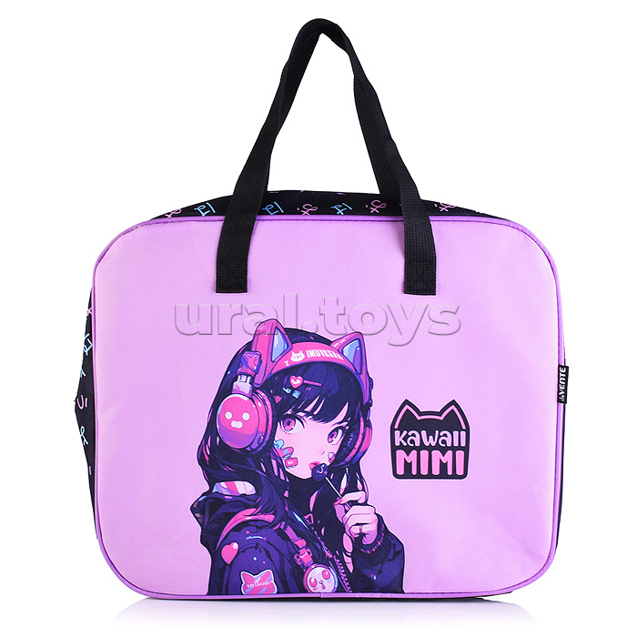 Папка для тетрадей, ИЗО и технологии "Kawaii Mimi" A4 (36x28x8 см) плотный износостойкий полиэстер с водоотталкивающей пропиткой, с каучуковой аппликацией Папка для тетрадей, ИЗО и технологии "Kawaii Mimi" A4 (36x28x8 см) плотный износостойкий полиэстер с водоотталкивающей пропиткой, с каучуковой аппликацией