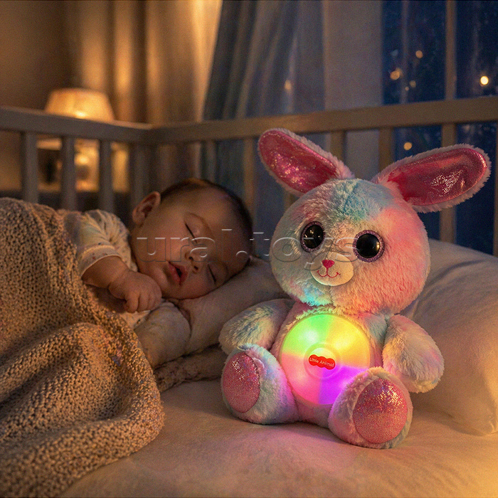 Заяц "Веселый зайка" свет, звук, в коробке