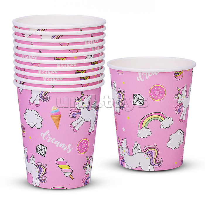 Набор посуды одноразовой "Сладость единорога" стаканы (10 шт.)