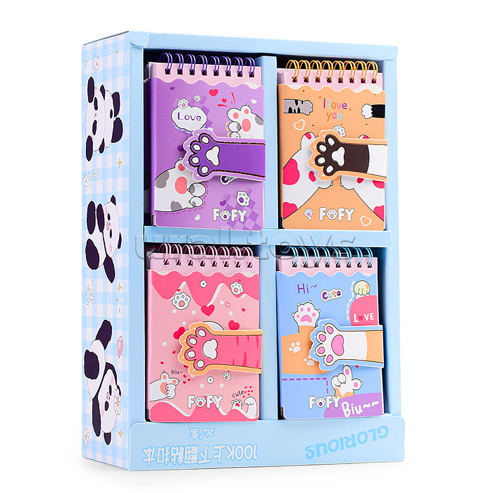 Блокнот 80л. "Лапки" на евроспирали 7.7х10.7 см, линованный внутренний блок,