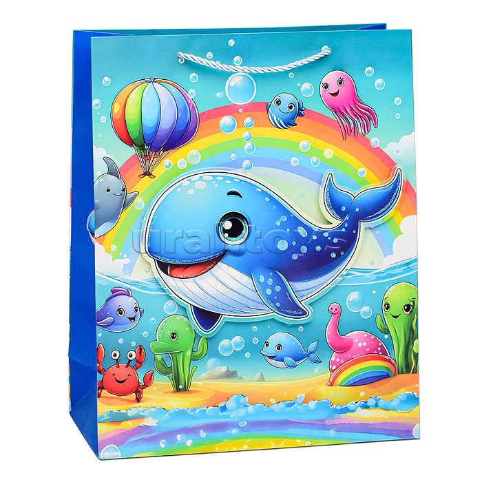 Пакет подарочный "Подводный мир" 32х26х10 см