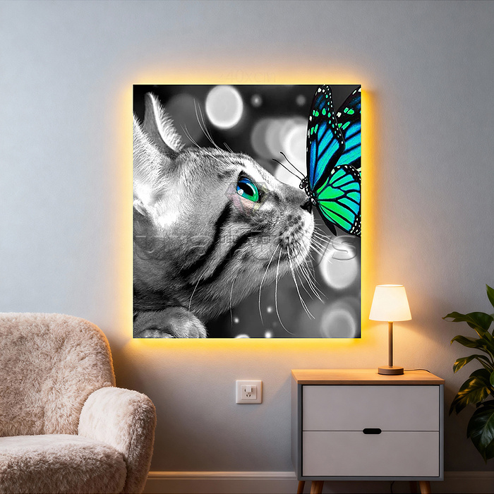 Мозаика алмазная "Неожиданность" (светится в темноте) 20*20см.