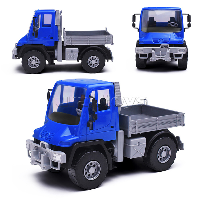 Самосвал бортовой Мерседес "Unimog U500" люкс 17,5 см. синий