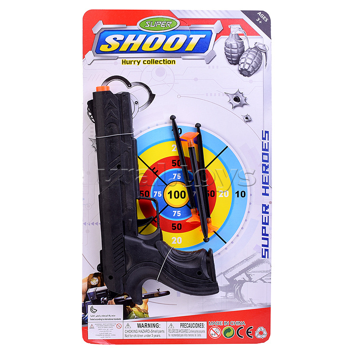 Пистолет "Легкий выстрел" со стрелами на присосках, на листе