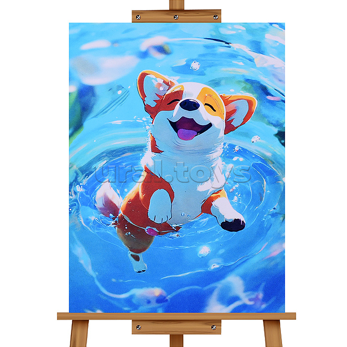 Мозаика алмазная "Плавающий корги" 30*40см.