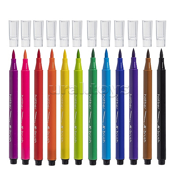 Фломастеры 12 цв. кистевидные M-Brush "Bubble-Tea" в ПВХ чехле с европодвесом