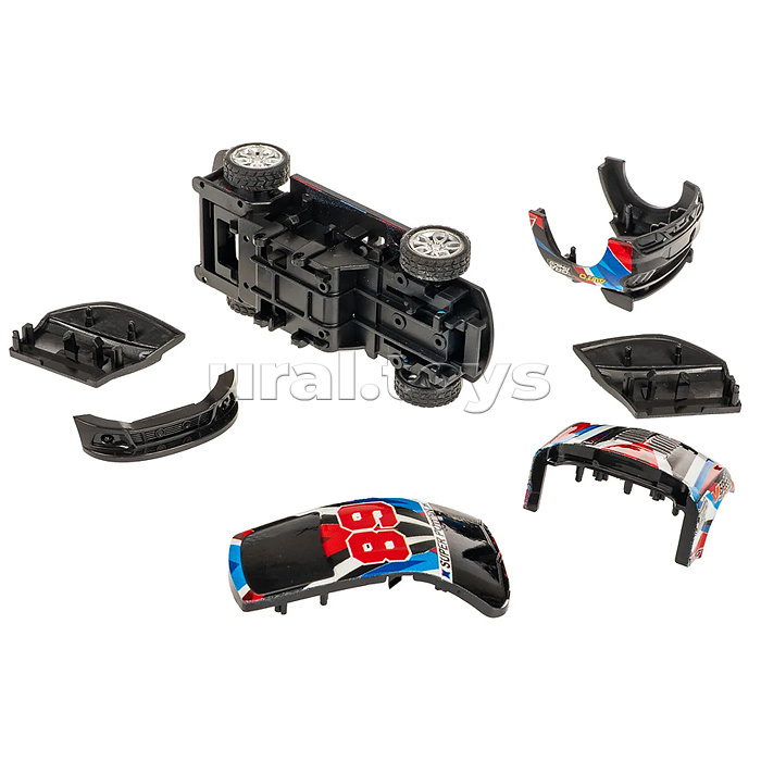 Машинка пластмассовая инерционная "Авария на трассе" Гонка спорт (pull back) ВОХ 15,2х7,5х7,5см,