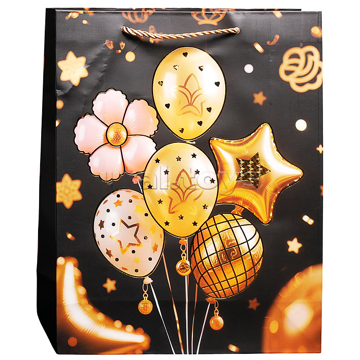 Пакет подарочный "Черый принт" 26*32*10 см.