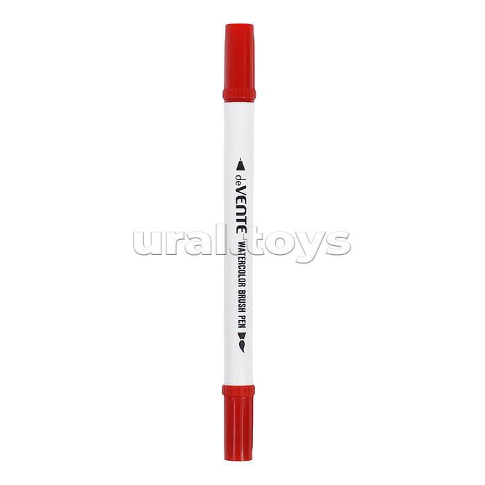 Маркеры акварельные 12 цветов, двусторонние (кистевидный до 2 мм/пулевидный в металлической обойме 0,4 мм), круглый корпус, акварельные чернила на водной основе, в пластиковой коробке