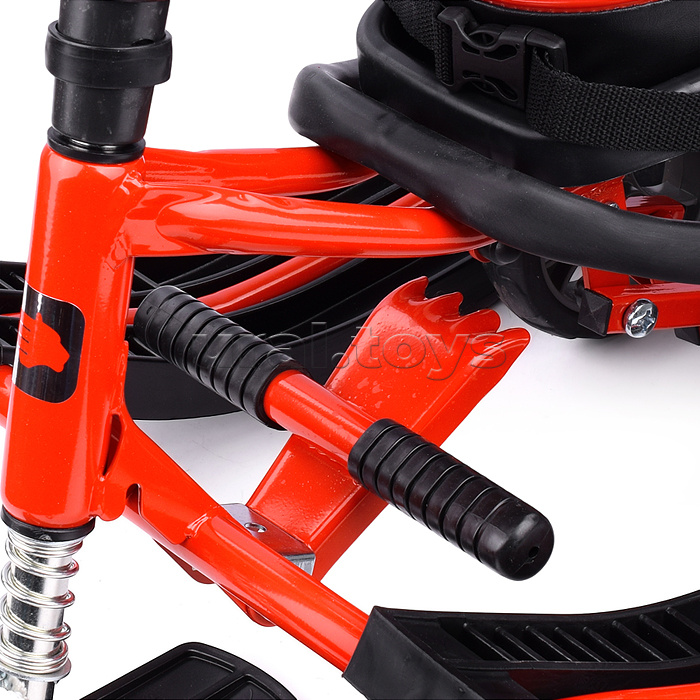 Игрушка Снегокат детский 111 "Mobile" с Т-образным толкателем и колесной базой (Котик на красном снегоходе)