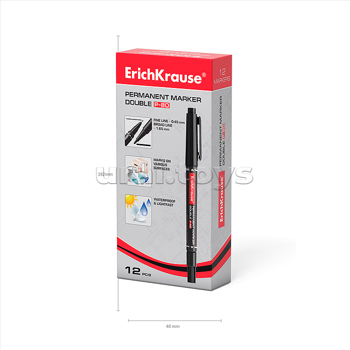 Маркер перманентный двухсторонний чёрный  Double P-80,