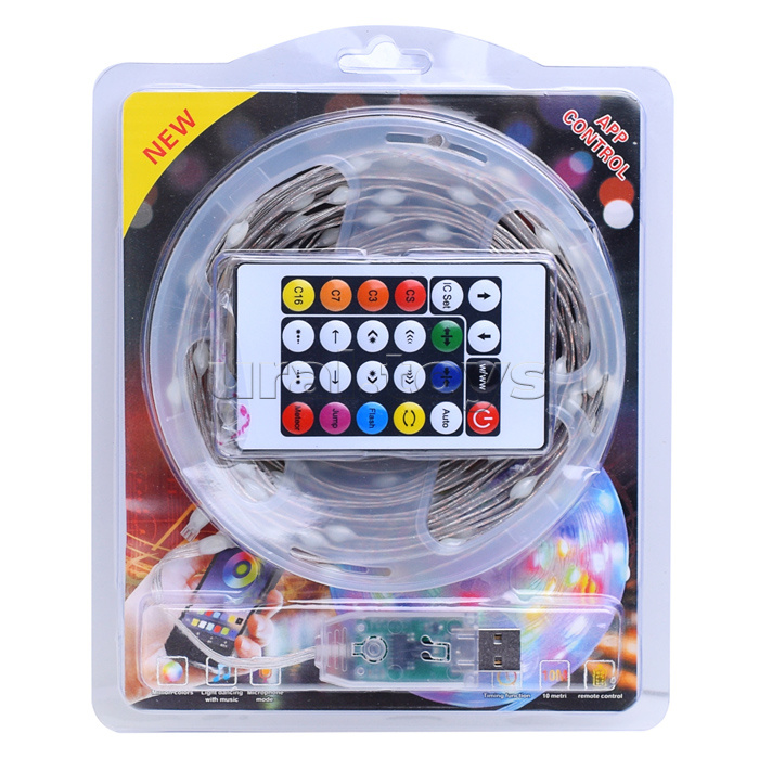 Электрогирлянда светодиодная Роса, 10м, пульт, USB, цветная