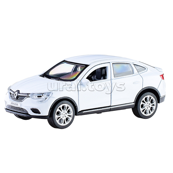 Машина металл Renault arkana 12 см, (откр дв, багаж, белый) инерц, в коробке