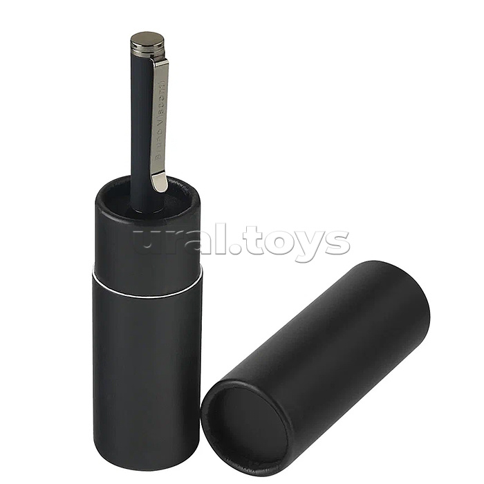 Ручка "Venezia Pragmatico" в картотнном тубусе, 1,0 мм, синяя (корпус черный, футляр черный)