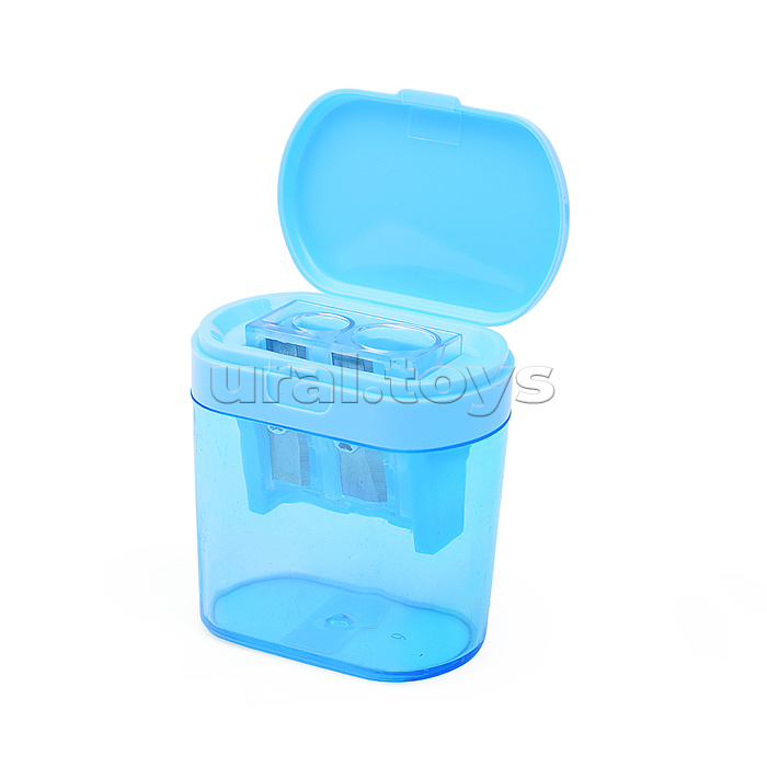 Точилка для карандашей "Pastel" 2 отверстия разных диаметров, с контейнером, пластмассовая, в пластиковой тубе, ассорти с индивидуальной маркировкой