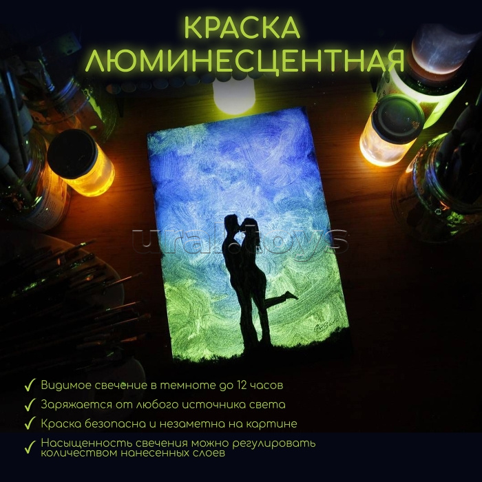 Картина по номерам 30х40 "Щенок корги" черный холст со светящейся краской, цветная схема (30 цветов)