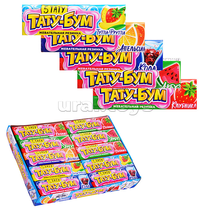 Жевательная резинка в пластинках с татуировками "Тату-бум" ассорти 12,5гр*20шт