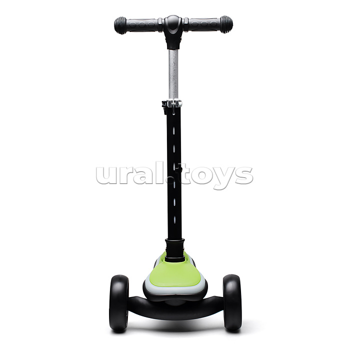 Самокат трёхколёсный ROCKET светящиеся колеса PU, дека, рулевая стойка, цвет черно-зеленый