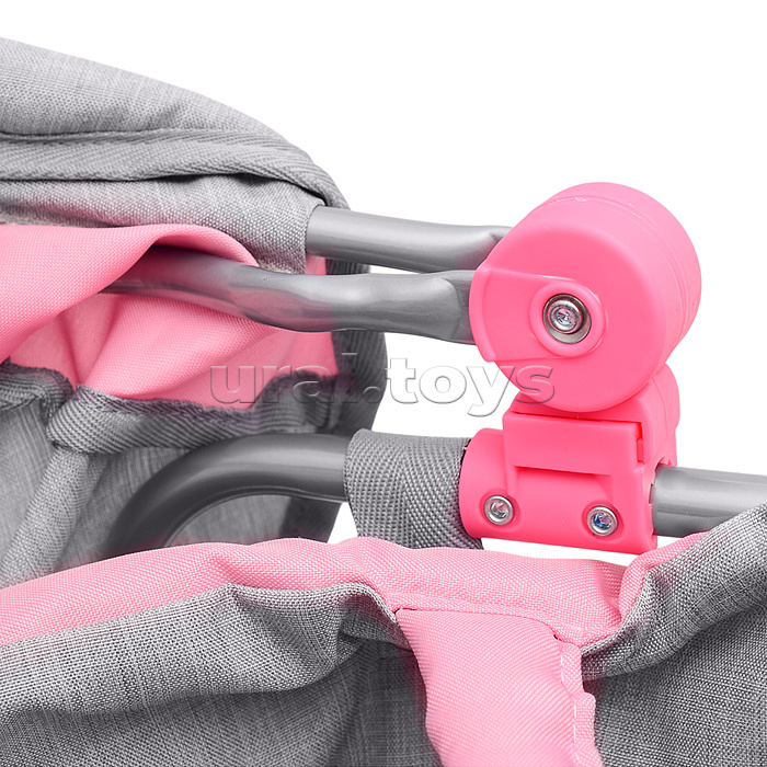 Коляска-люлька для кукол, металлическая, с корзиной, цвет серо-розовый