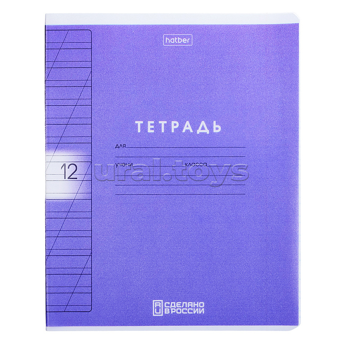 Тетрадь 12л. косая линия "Цветной набор" А5ф 60-65г/кв.м на скобе пластиковая обложка 200мкм 5 диз.
