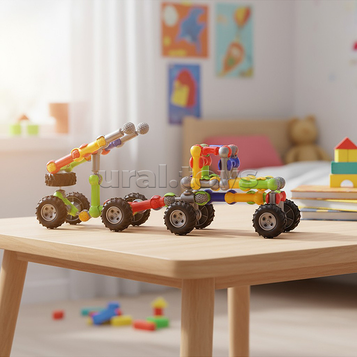 Конструктор "Машина с пушкой" (62 дет.) в коробке