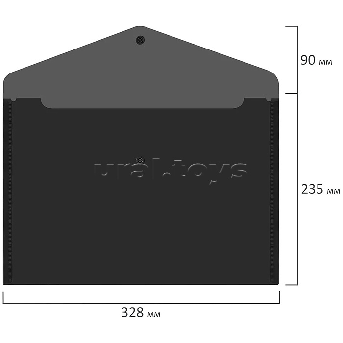 Папка-конверт с кнопкой прозрачная А4 до 100 л, черная, 0,15 мм "Universal"
