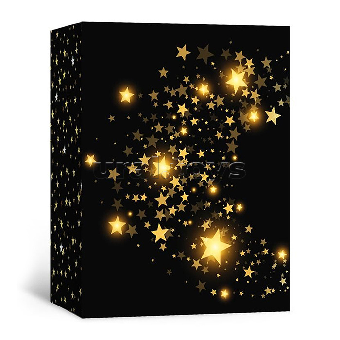 Коробка подарочная с открыткой "Звёзды" (золотые звёзды)