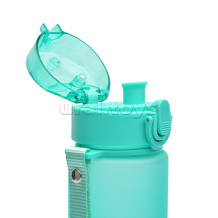 Бутылка "Pastel" 400 мл, 18x6,5 см, пластиковая, с диффузором, матовая, бирюзовая, с нескользящим покрытием и текстильной петлей