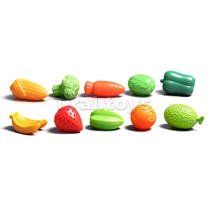 Трактор "Ферма" с фруктами и овощами, в коробке