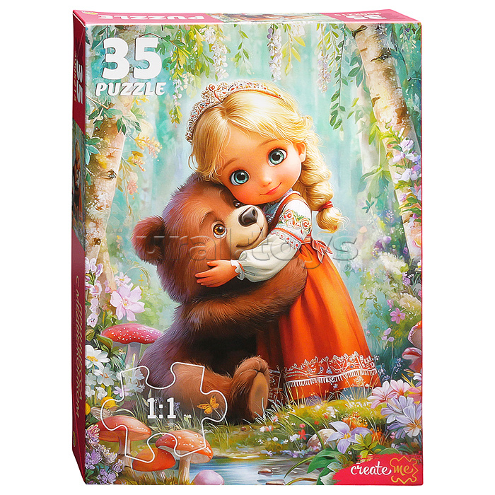Пазлы 35 "Принцесса с медвежонком"