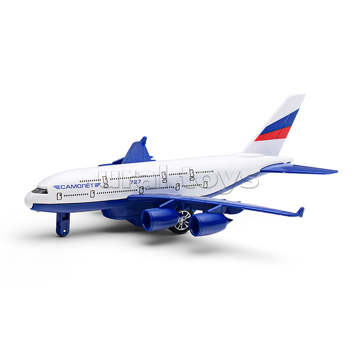 Машина металл свет-звук Авиалайнер 22см, подв. дет., инер., коробка