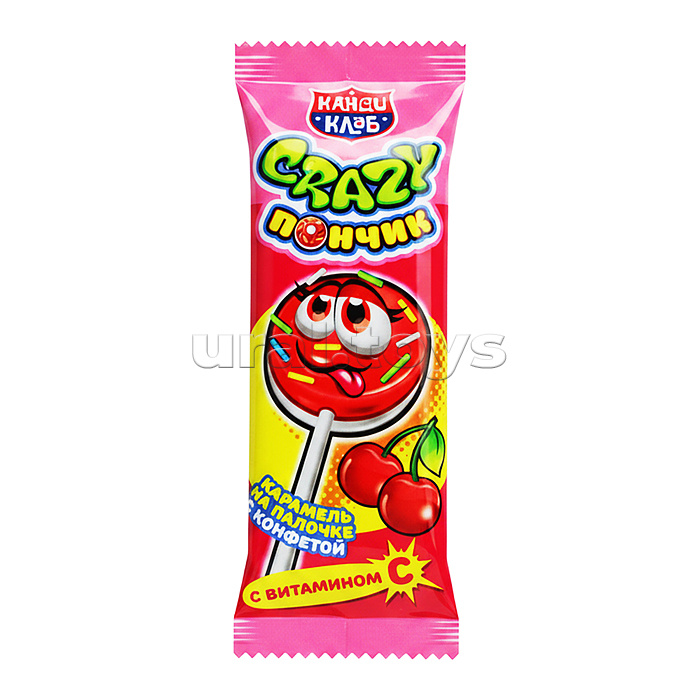 Карамель на палочке с конфетой "Crazy Пончик" ассорти 10г 30шт