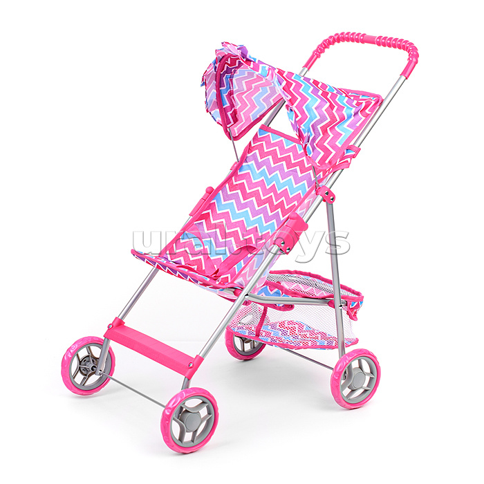 Набор аксессуаров для кукол (стульчик для кормления, коляска, кроватка, сумка), цвет розовый зигзаг