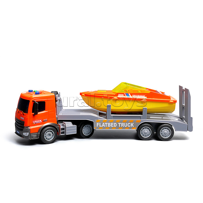 Машина "Эвакуатор" с лодкой (свет, звук) в коробке