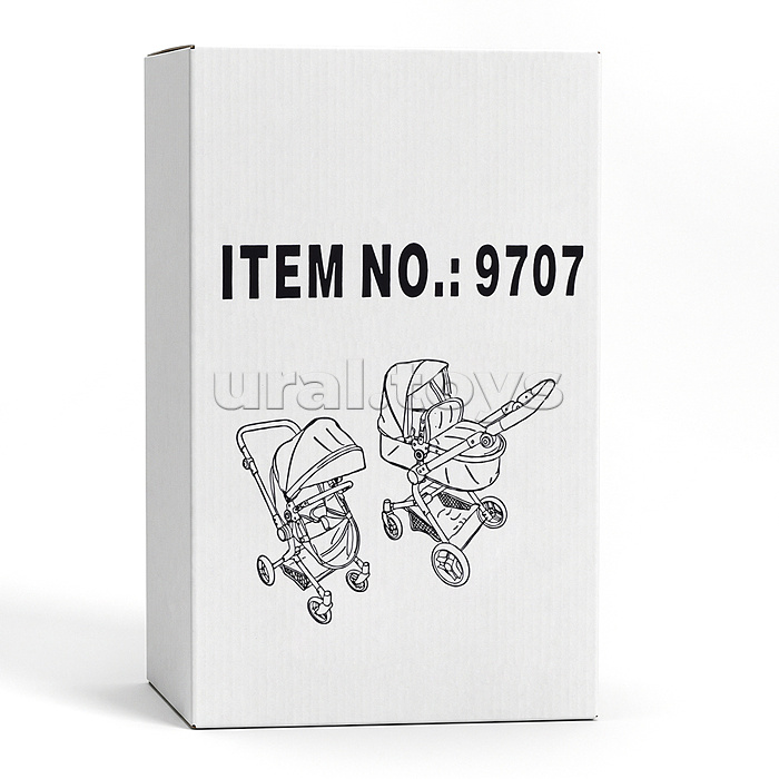 Коляская кукольная металлическая, прогулочная, с корзиной, серо-зеленая