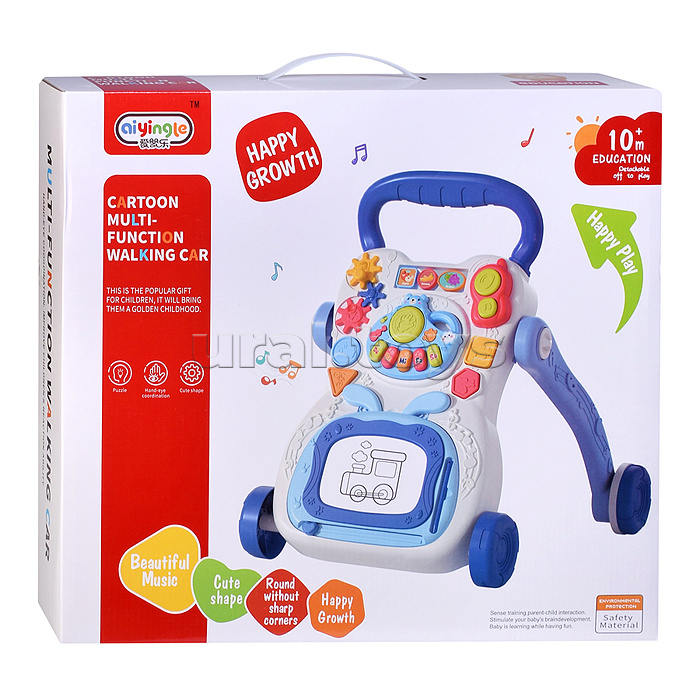 Каталка "Арт-мобиль" звук, доска для рисования, в коробке