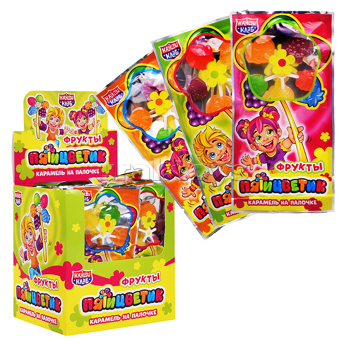 Карамель на  палочке "Пятицветик" (фрукты) 12гр*30шт